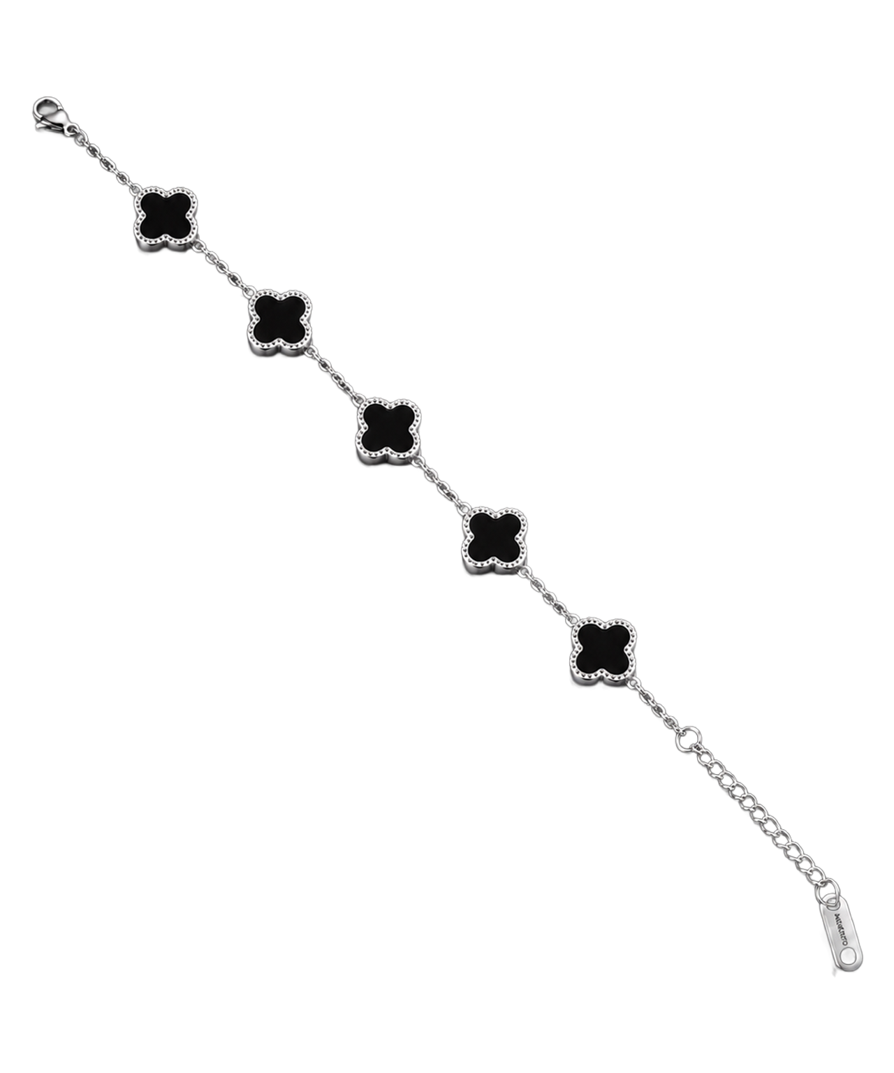 Bracciale Quadrifoglio Nero e Argento
