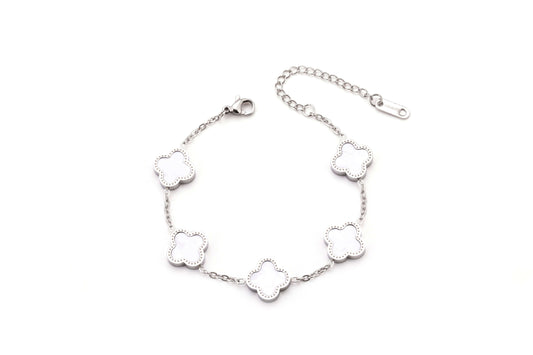 Bracciale Quadrifoglio Bianco e Argento