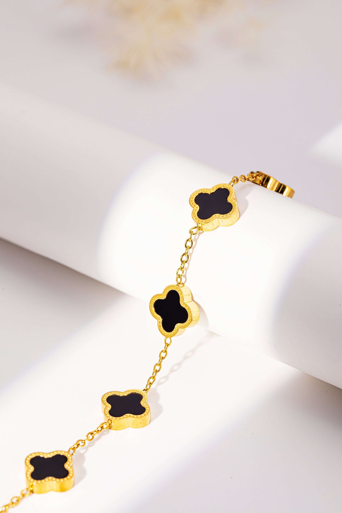 Bracciale Quadrifoglio Nero e Oro