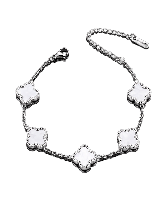 Bracciale Quadrifoglio Bianco e Argento