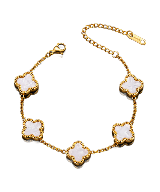 Bracciale Quadrifoglio Bianco e Oro