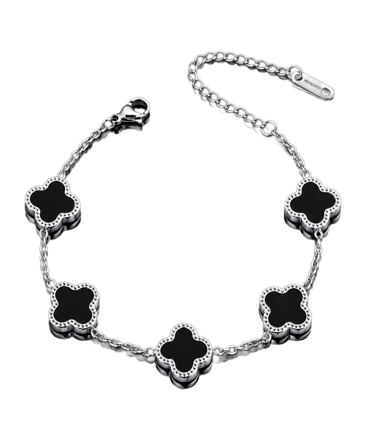 Bracciale Quadrifoglio Nero e Argento