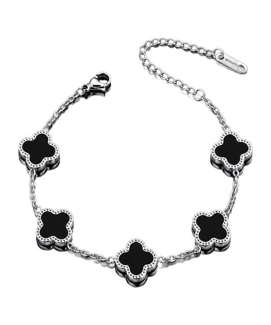 Bracciale Quadrifoglio Nero e Argento