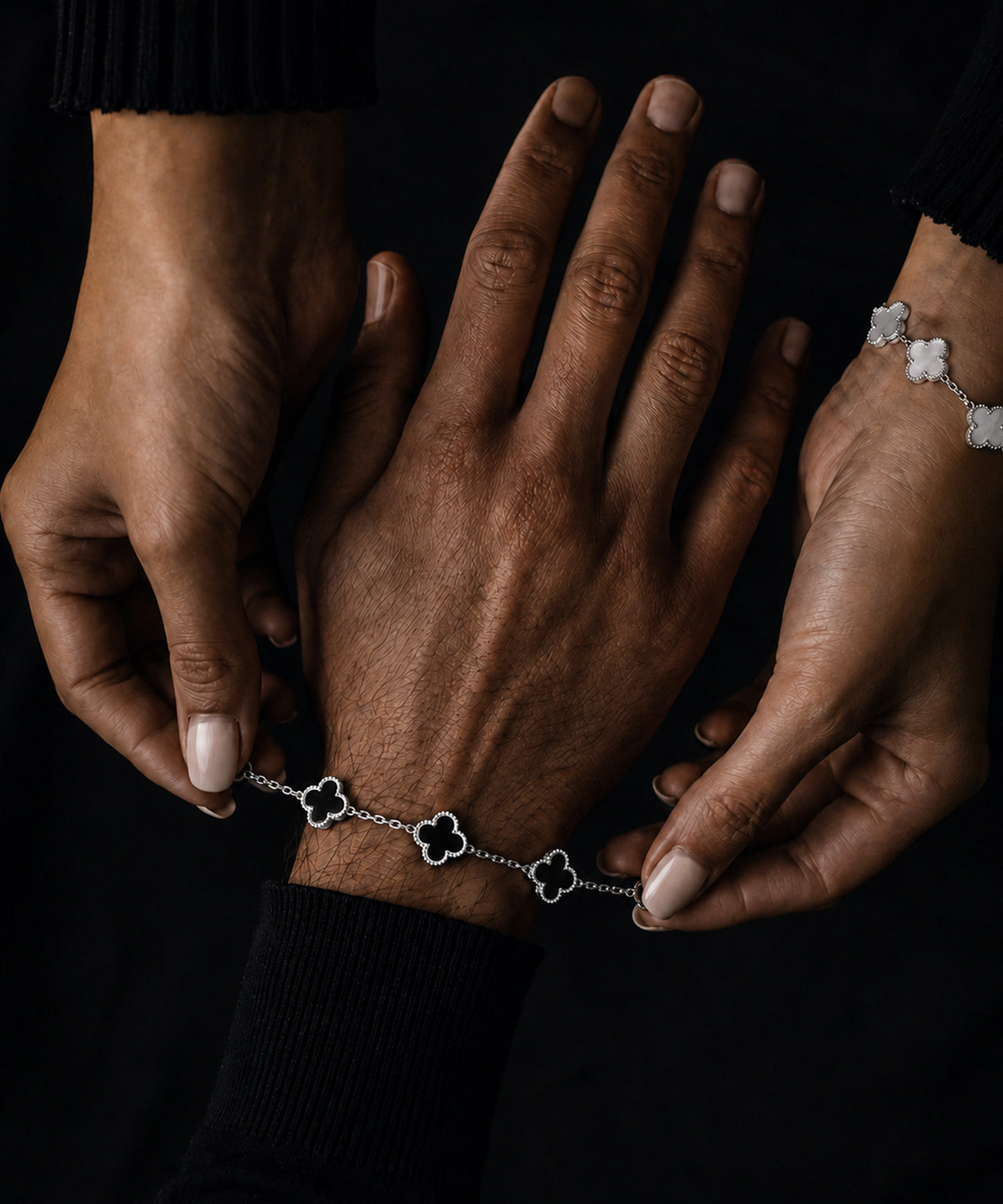 Bracciale Quadrifoglio Nero e Argento