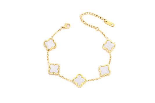 Bracciale Quadrifoglio Bianco e Oro