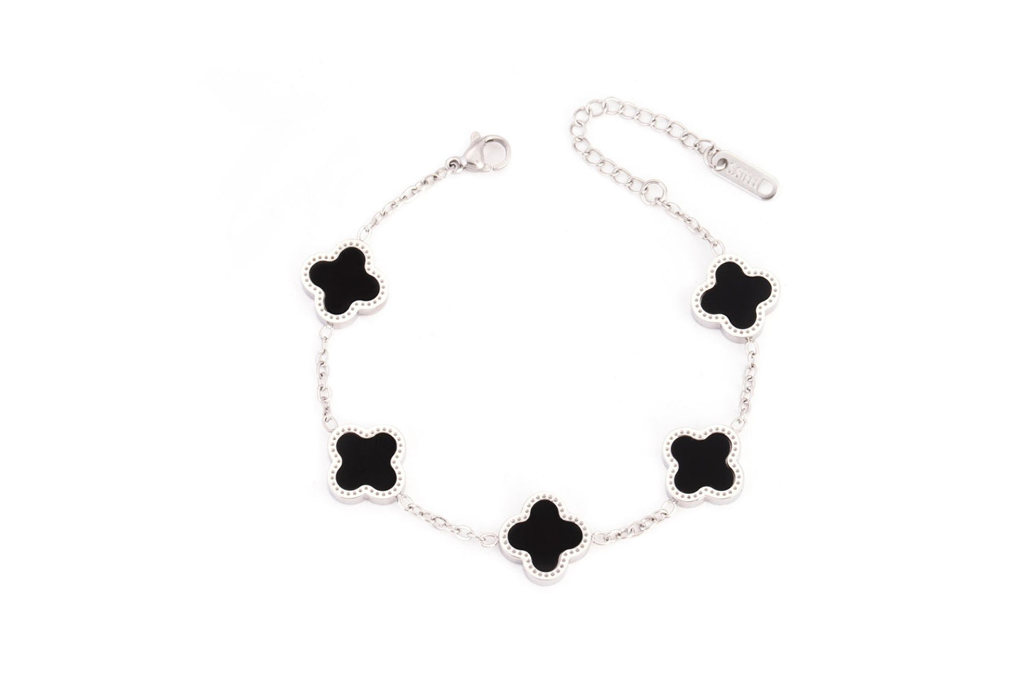 Bracciale Quadrifoglio Nero e Argento