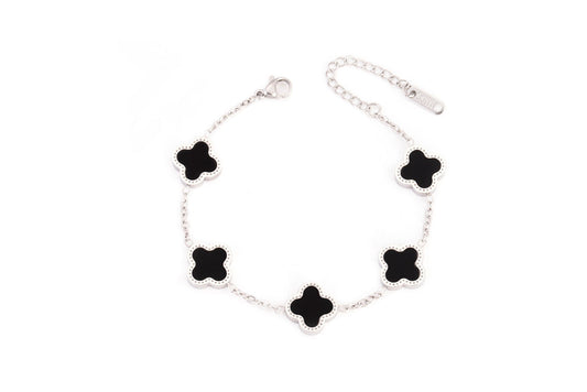 Bracciale Quadrifoglio Nero e Argento