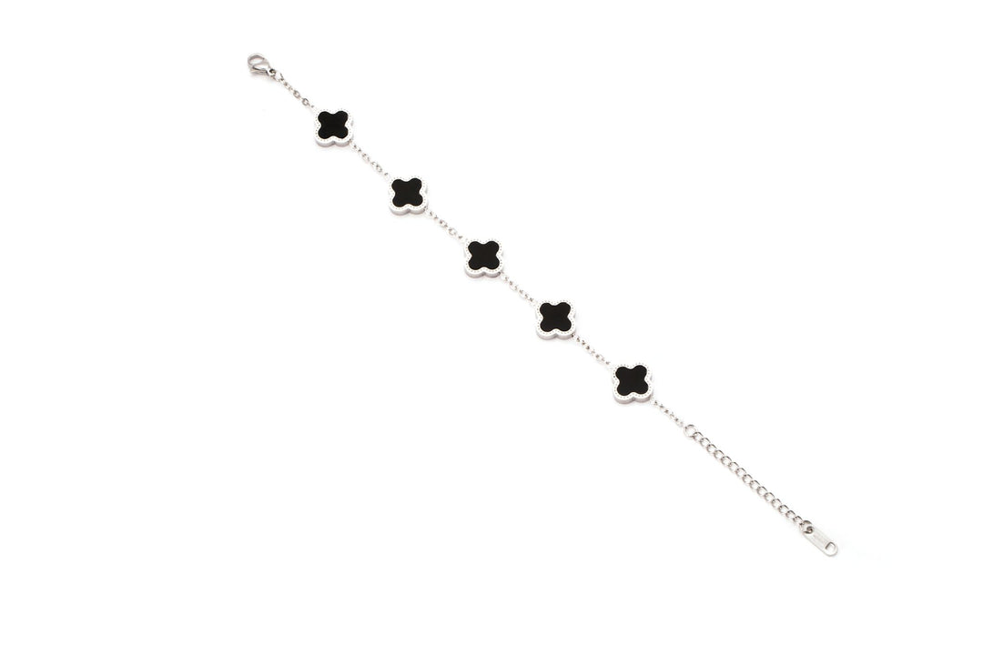 Bracciale Portafortuna Quadrifoglio Donna | Fatto A Mano In Germania Con Nastro Nero E Chiusura Regolabile | Gioiello Per Amiche E Regalo Speciale - 2