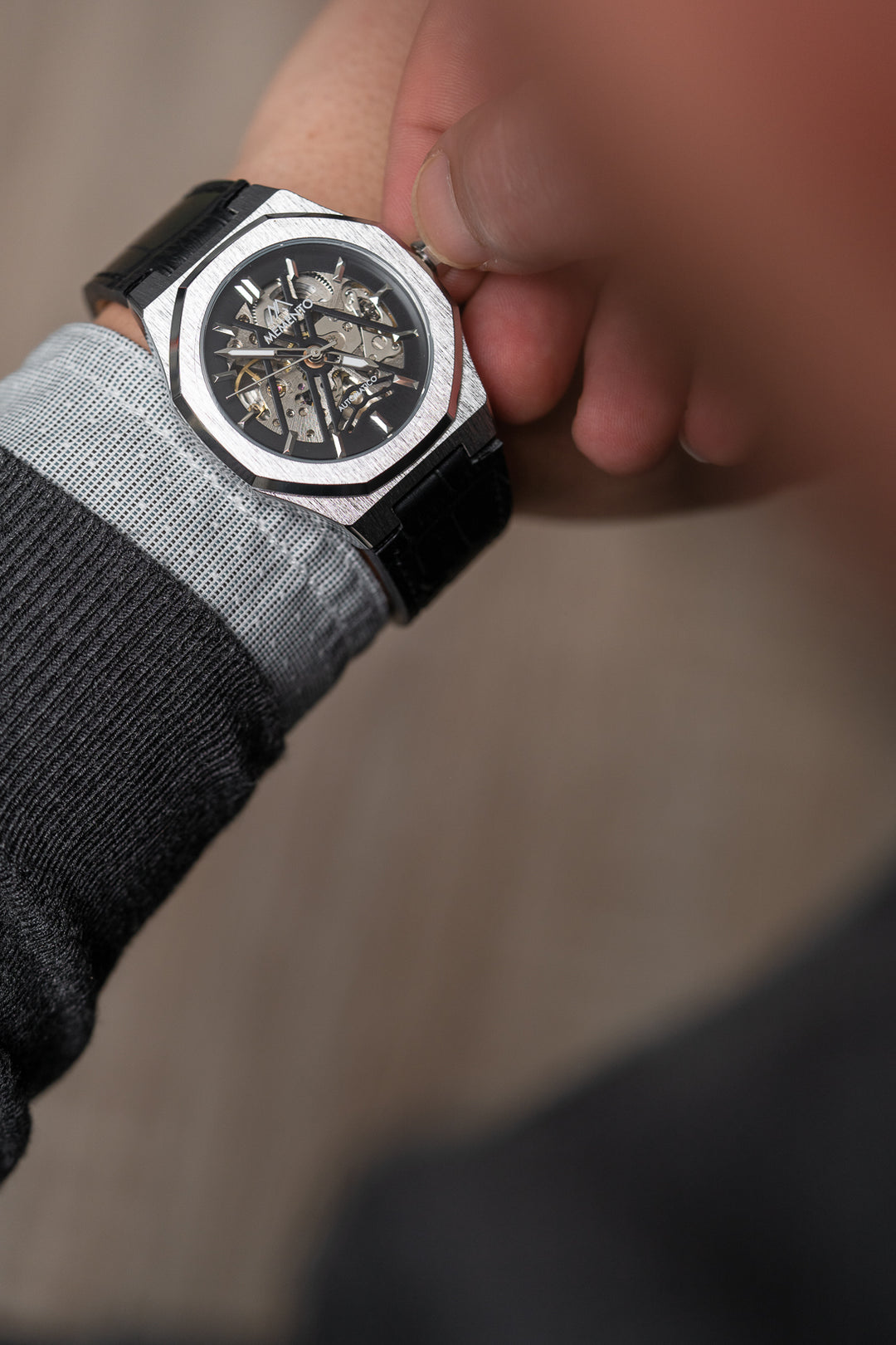 Orologio da uomo automatico meccanico di lusso con volano 3D Orologio da uomo automatico meccanico di lusso con volano 3D